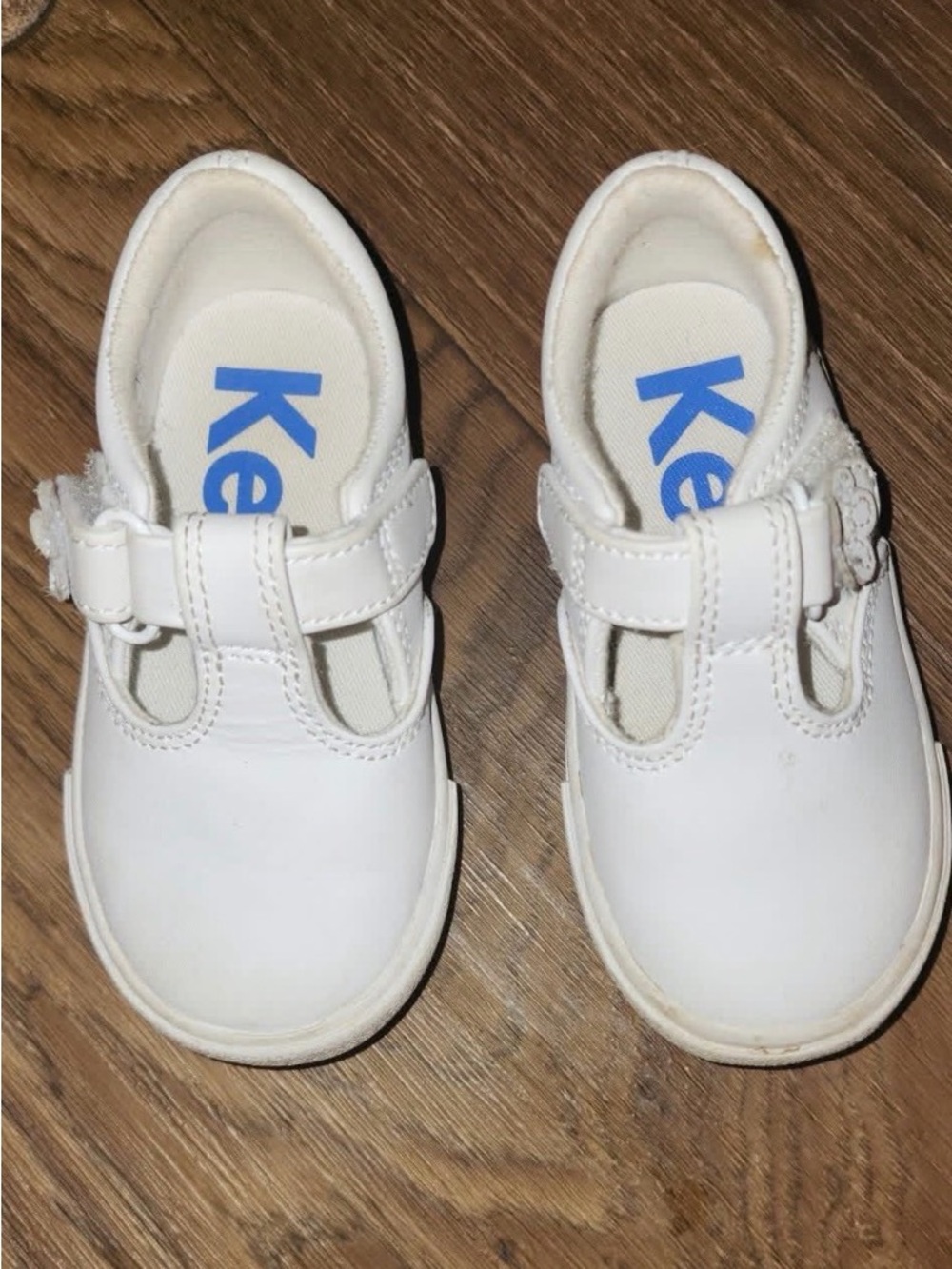 Keds White Girls' Mary Jane Shoes with Floral Accent